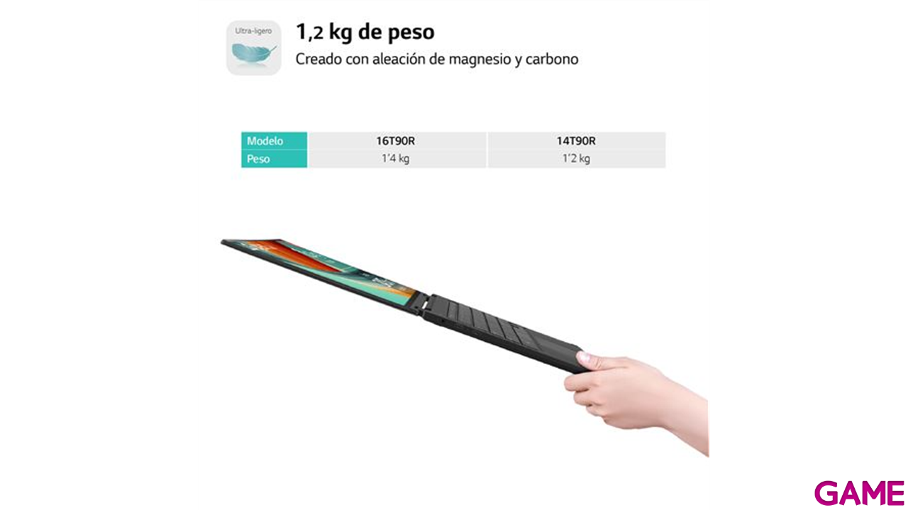 LG 14T90R-G.AA75B ordenador portatil Híbrido (2-en-1) 35,6 cm (14