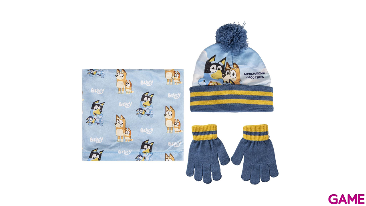 Conjunto Infantil gorro guantes braga cuello Bluey-1