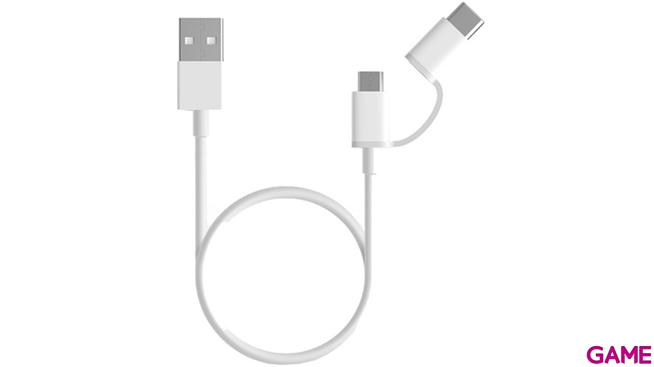 Xiaomi Mi 2-in-1 USB Cable (Micro USB to Type C) 100cm cable USB 1 m USB 2.0 USB A Micro-USB B Blanco-0