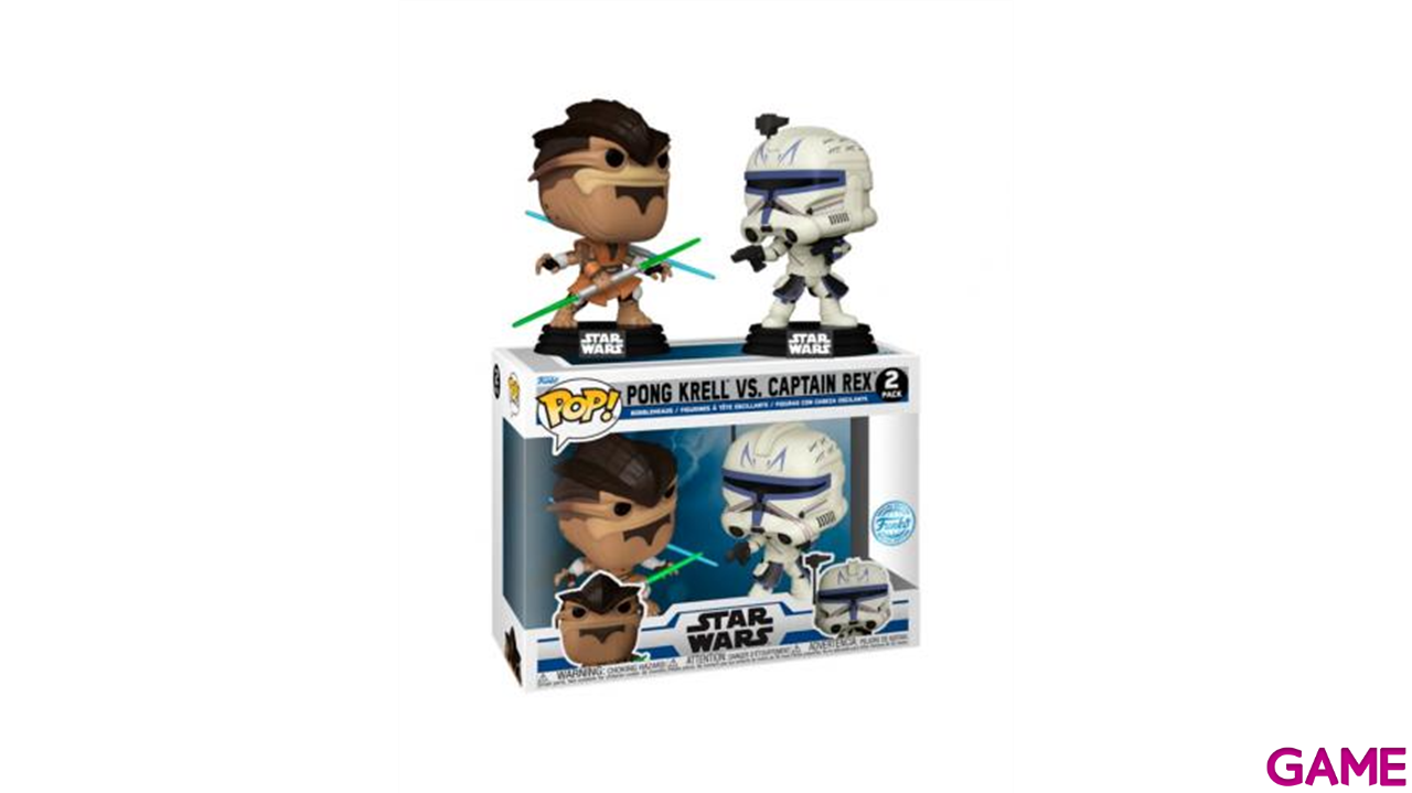 Blister 2 figuras POP Star Wars The Clone Wars Duels Pong Krell Captain Rex Exclusive-0