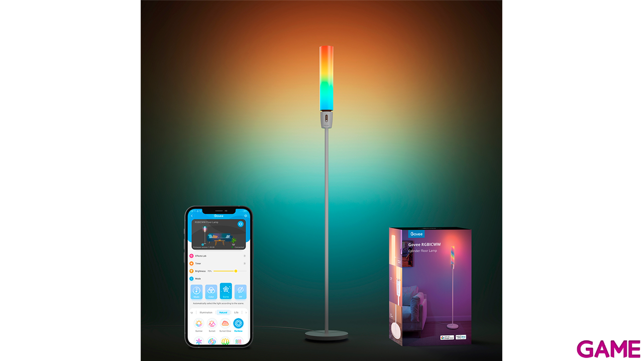 Govee H6078302 RGBICWW Cylinder Floor Lamp - Iluminacion-0