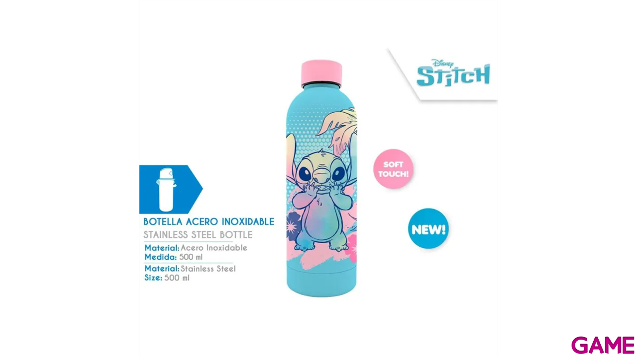 Botella soft touch de acero inoxidable Disney Stitch de 500 ml-1