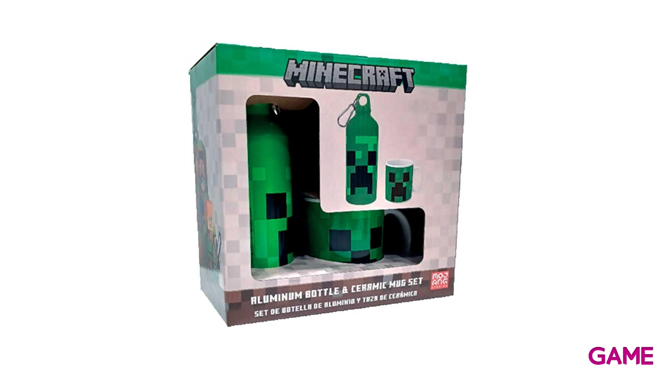 Pack de Regalo Minecraft (Taza de ceramica 300 ml + botella de aluminio de 500 ml)-0