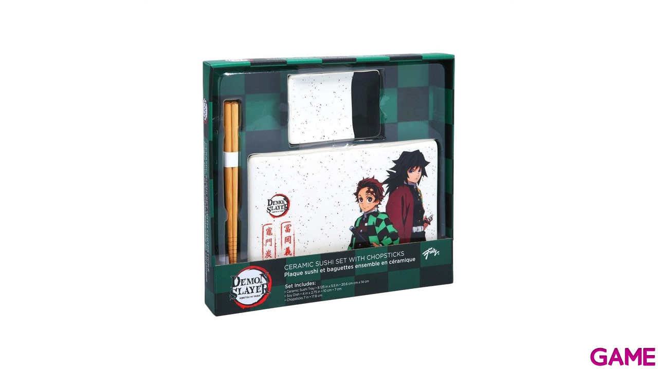 Set de ceramica con palillos para Sushi Demon Slayer Tanjiro & Giyu-0