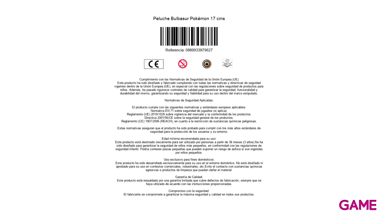 Peluche Bulbasaur Pokemon 17cm-0