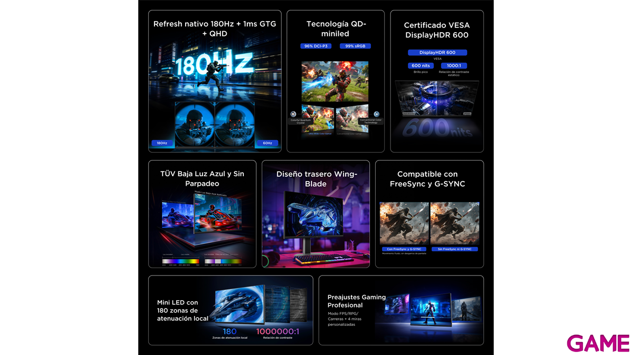 TCL 27G64 27´´ - MiniLED - 2K QHD - 180Hz 1ms - Monitor Gaming-8