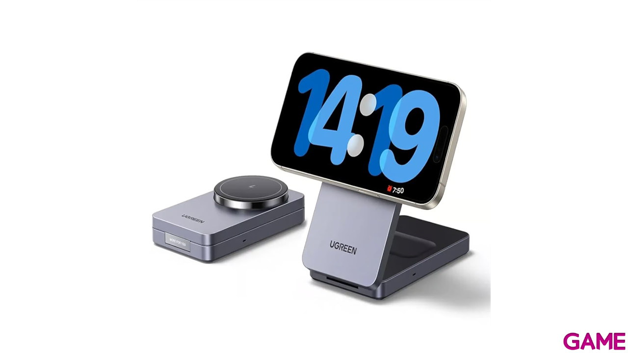 Cargador inalámbrico Ugreen 2-en-1 para iPhones y Airpods-1