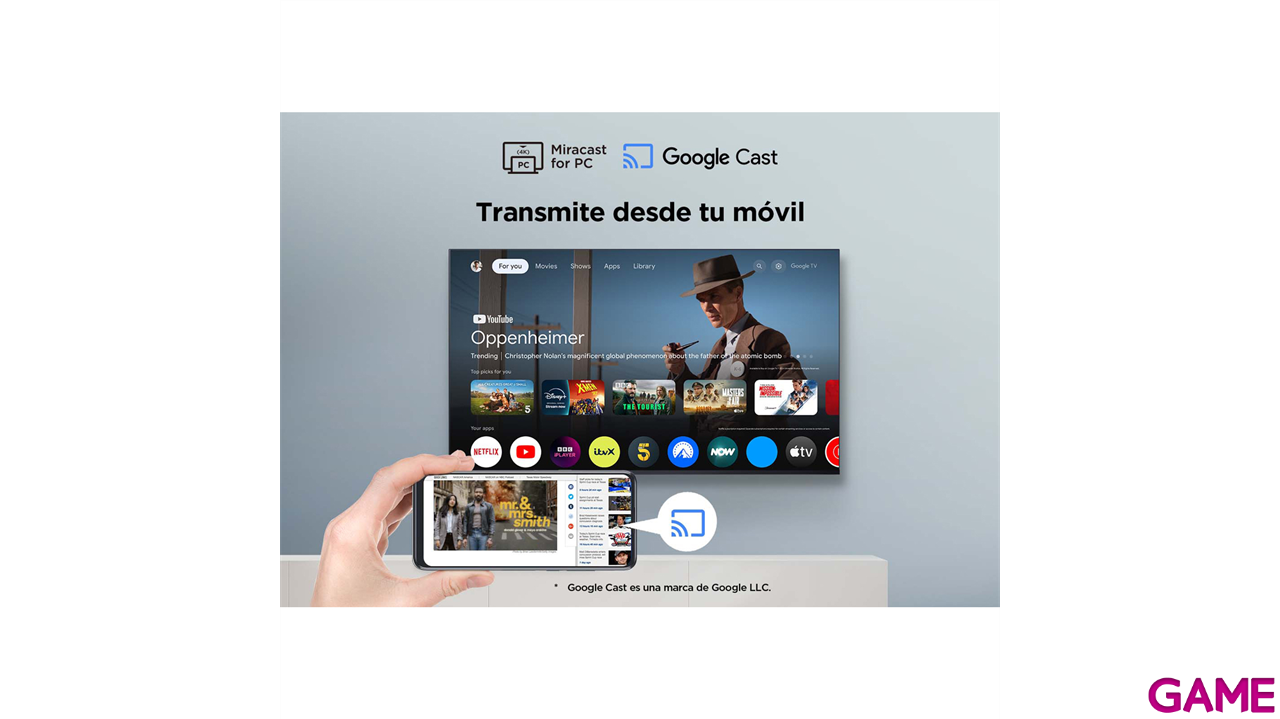TCL 55P7K 55´´ - QLED - 4K UHD - Google TV - Dolby Atmos - Televisor-1