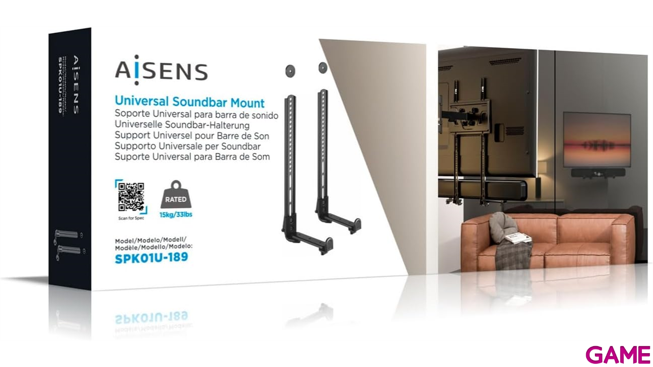 Soporte Universal para Barra de Sonido - Negro - AISENS - SPK01U-189-2