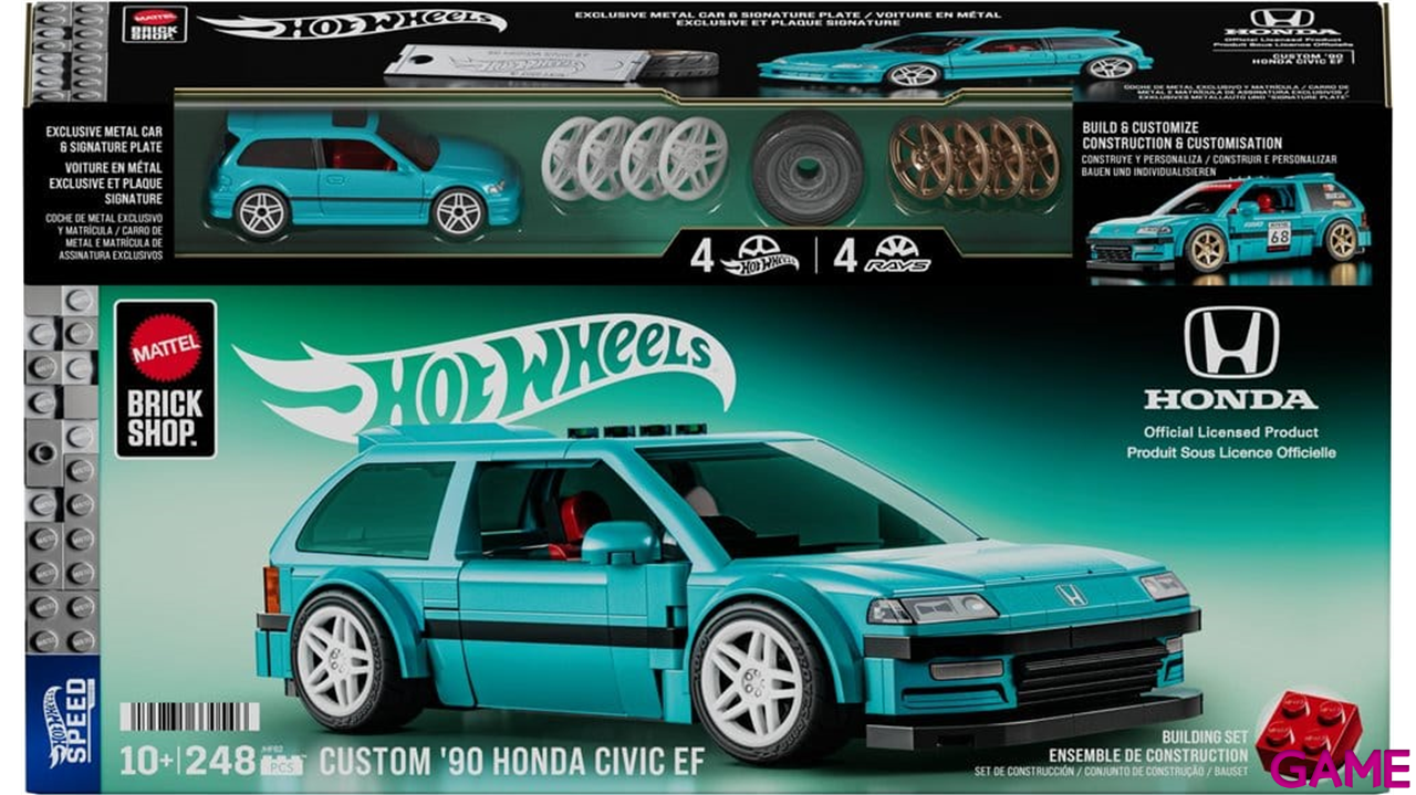 Set de Construccion Hot Wheels Speed Series Mattel Brick Shop Building Set 1/32 Custom 90 Honda Civic EF-2