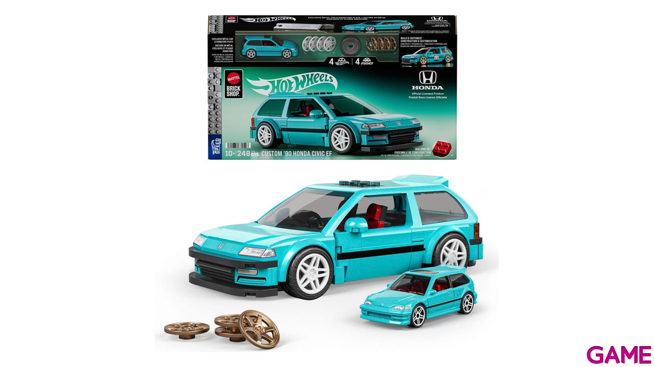 Set de Construccion Hot Wheels Speed Series Mattel Brick Shop Building Set 1/32 Custom 90 Honda Civic EF-3