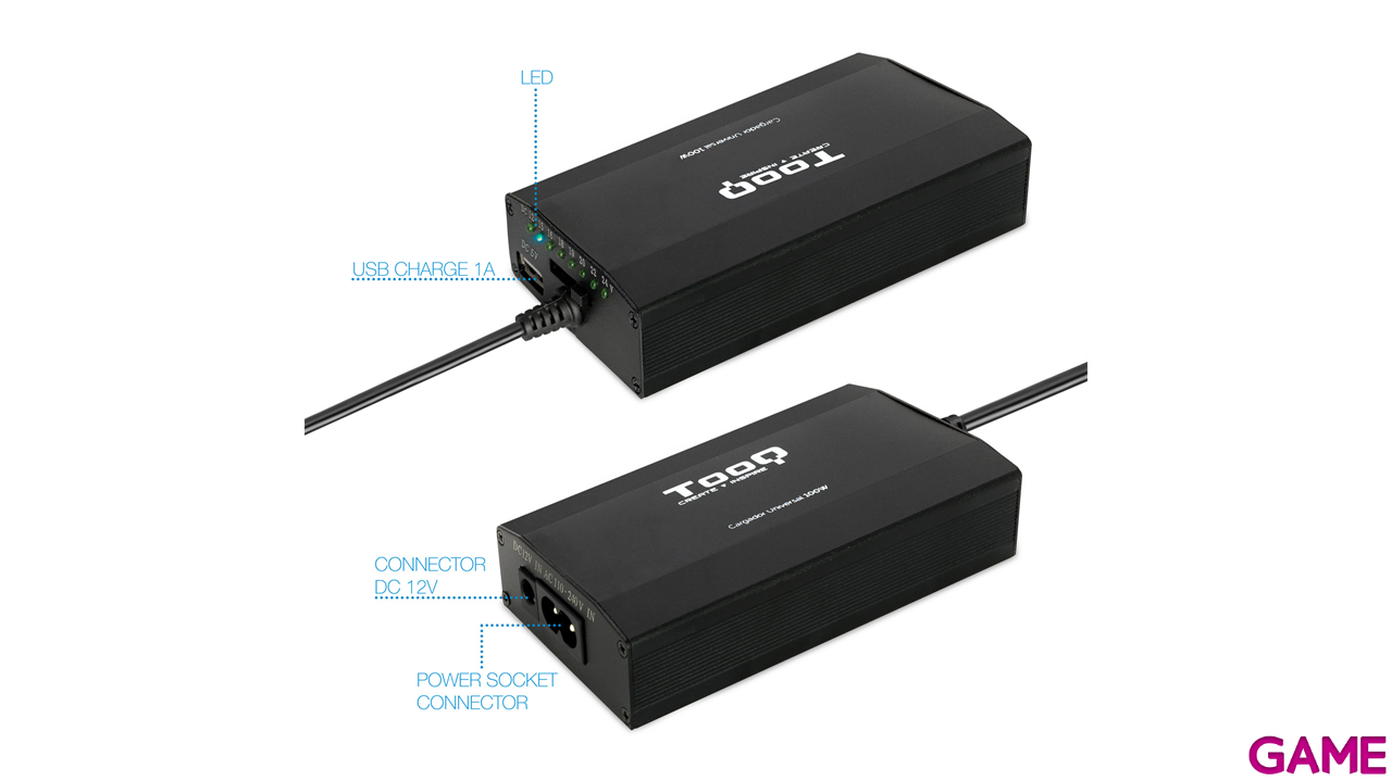 TooQ CARGADOR UNIVERSAL PORTATIL TQLC-100BS01M 100W 3 EN 1 USB-2