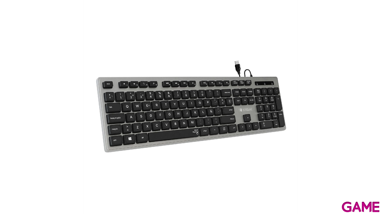 Subblim Ergonómico con cable USB Plano Silencioso Gris/Negro Ergo - Teclado-0