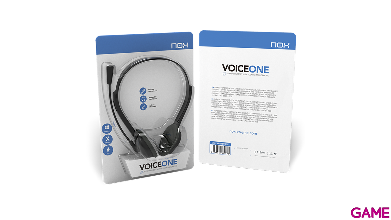NOX Voice One Auriculares Alámbrico Diadema Llamadas/Música Negro-1