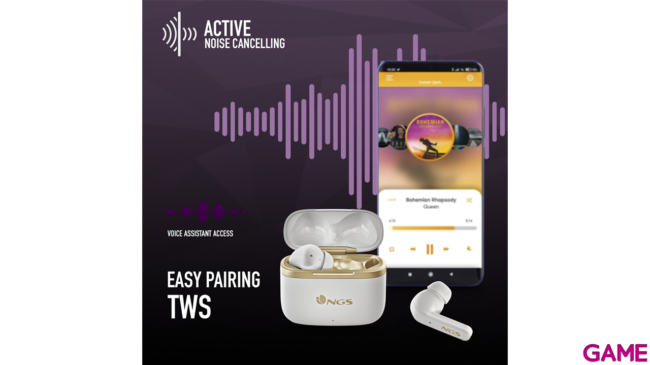 NGS ARTICA TROPHY Auriculares Inalámbrico Dentro de oído Llamadas/Música USB Tipo C Bluetooth Oro, Blanco-0