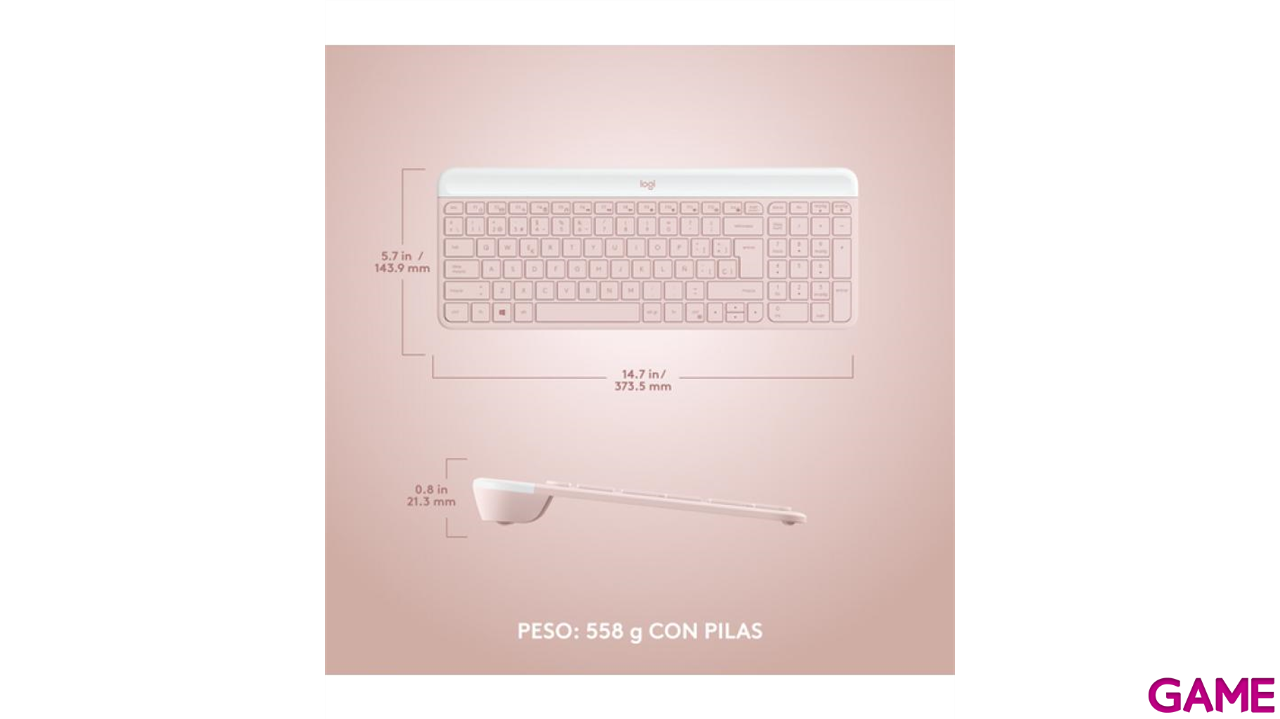 Logitech MK470 Slim Wireless Rosa - Combo-5