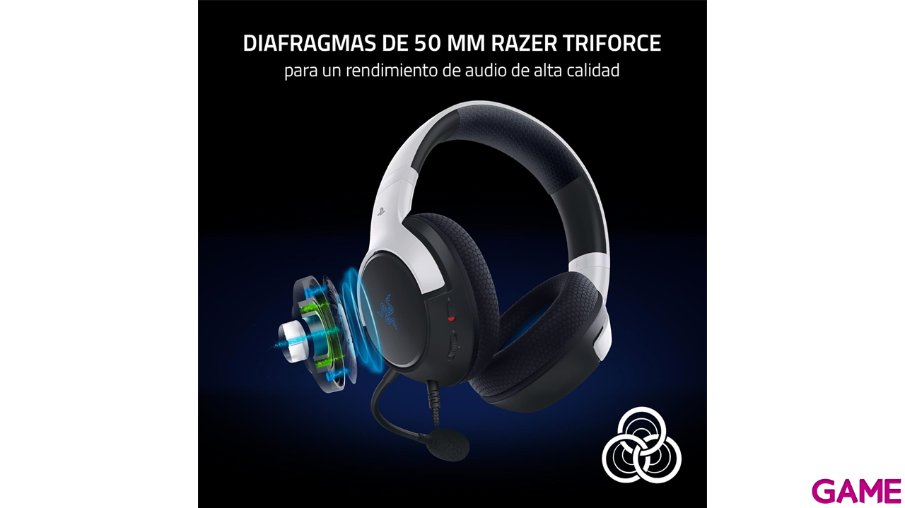 Razer Kaira X Negro Azul Blanco PC - PS5 - PS4 - Switch - Movil - Licencia PlayStation - Auriculares Gaming-6