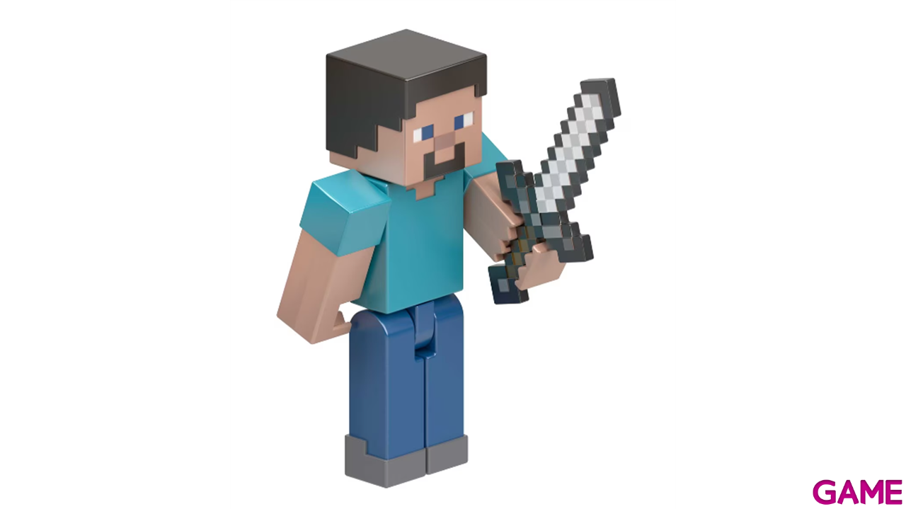 Minecraft Figura de accion Steve con espada 8cm-1