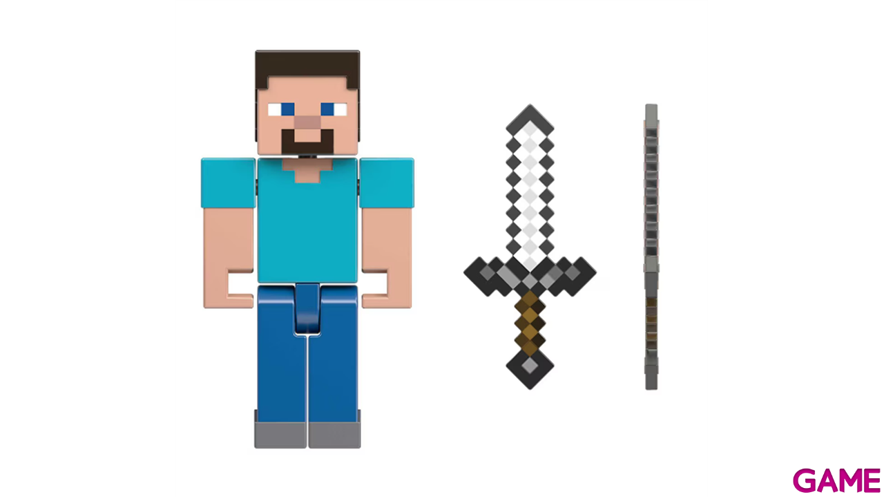 Minecraft Figura de accion Steve con espada 8cm-2