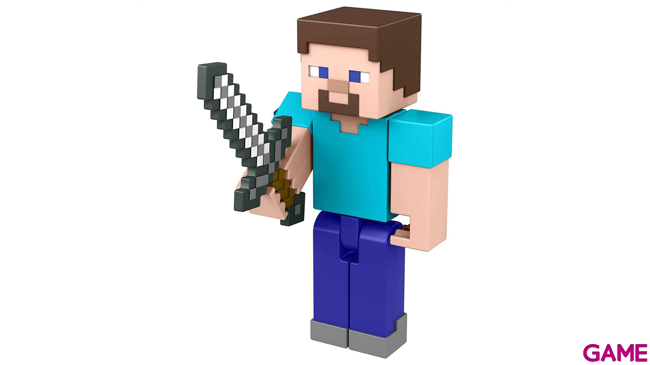Minecraft Figura de accion Steve con espada 8cm-3