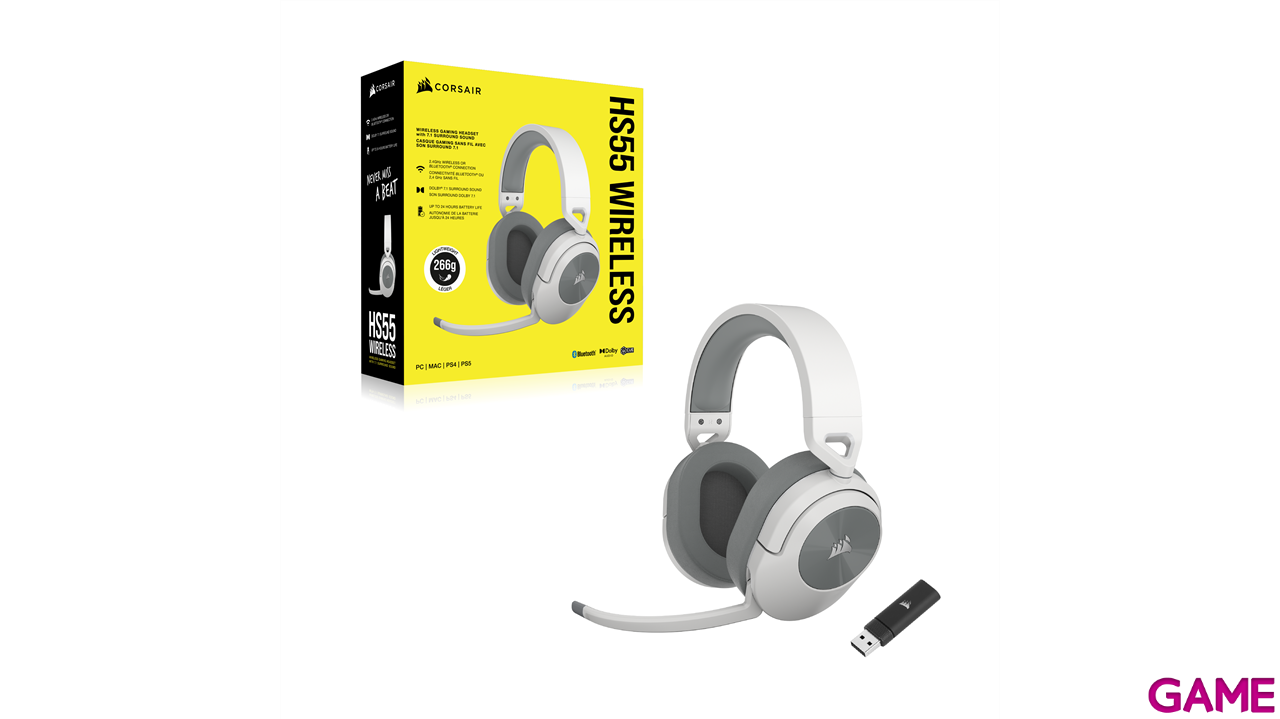 Corsair HS55 Wireless Blanco PC - PS5 - PS4 - Switch - Movil - Auriculares Gaming-4