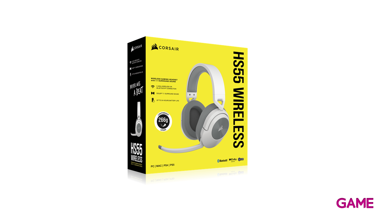Corsair HS55 Wireless Blanco PC - PS5 - PS4 - Switch - Movil - Auriculares Gaming-5