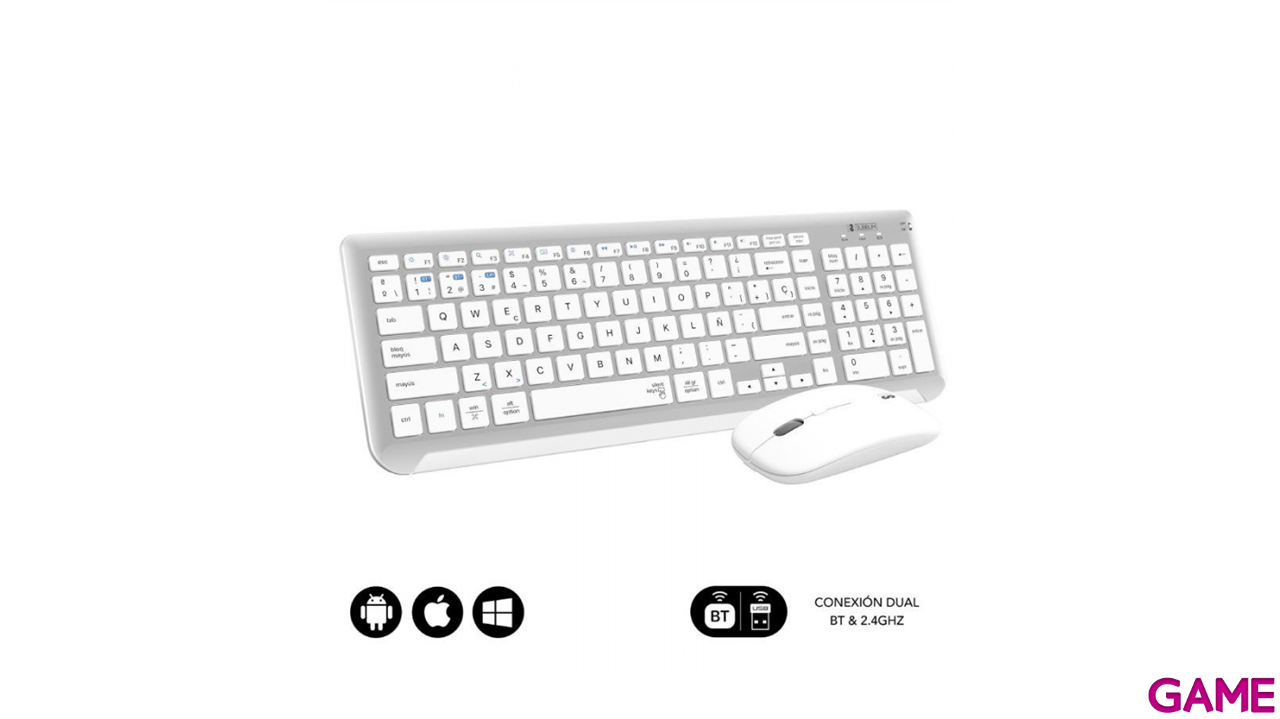 Subblim Dual Prestige Bluetooth + 2.4G Combo Dual Prestige Extendido Plata/Blanco - Combo-0