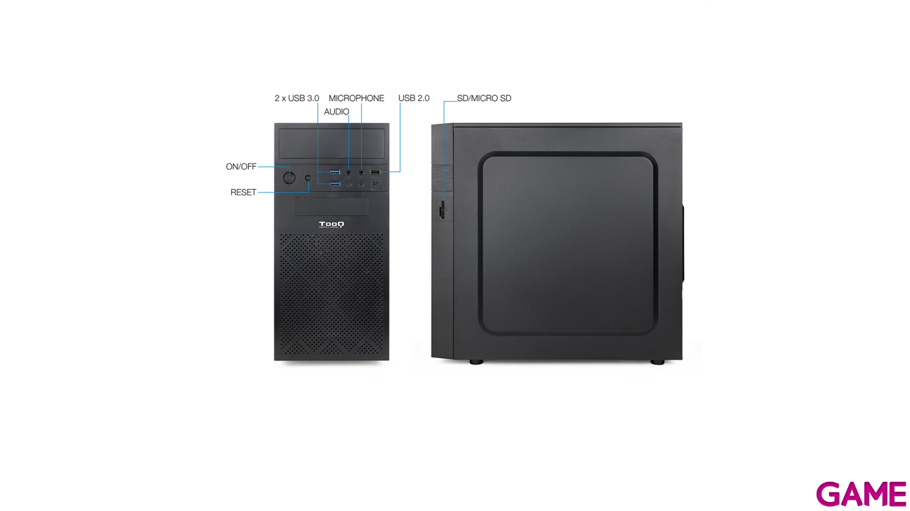 TooQ Caja Minitorre Micro-ATX Negra - Caja Ordenador-3