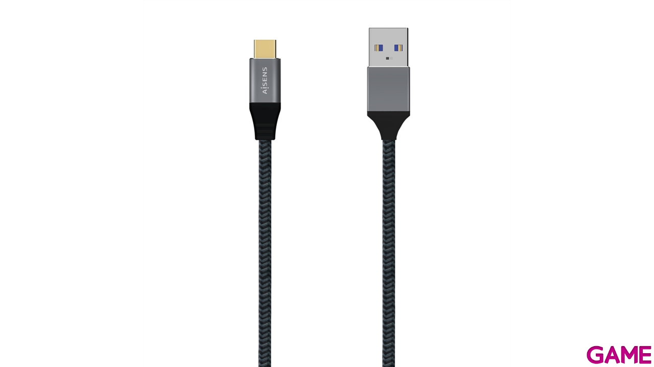 Aisens USB 3.1 Gen2 Aluminio 10Gbps 3A, Tipo USB-C/M-A/M, Gris, 2.0M - Cable-0