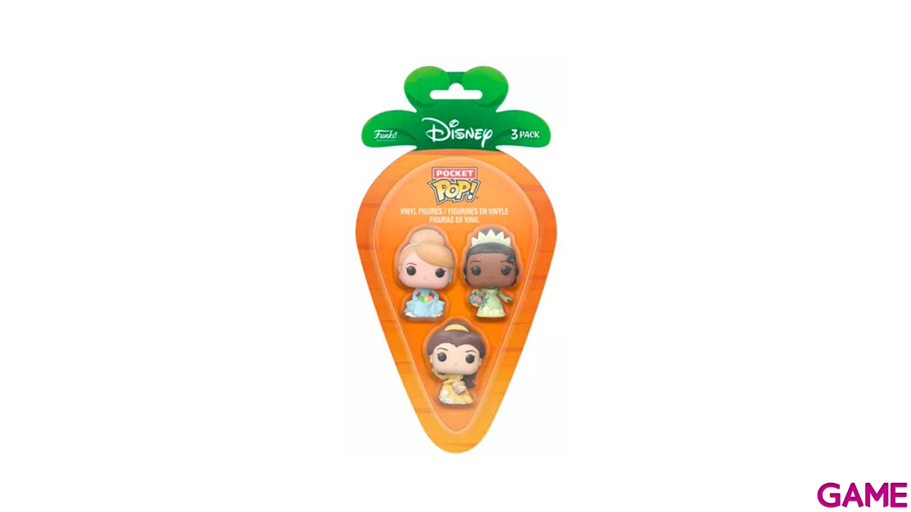 Blister 3 figuras Carrot Pocket POP Disney Princesas Cenicienta Tiana Bella-1