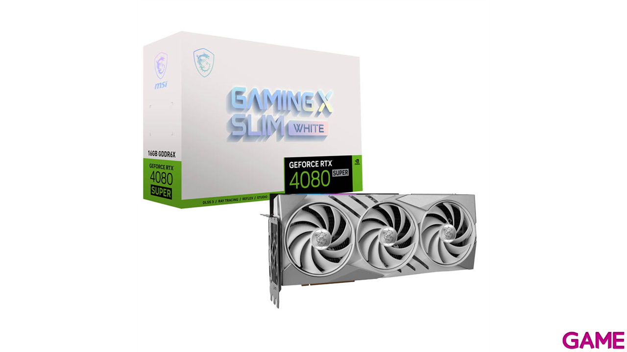 VGA MSI RTX 4080 SUPER 16G GAMING X SLIM WHITE,NV,RTX4080SUPER,16GB,GDDR6X,256BIT,3DP+1HDMI,TORX FAN 4.0,3 VENTILADORES-1