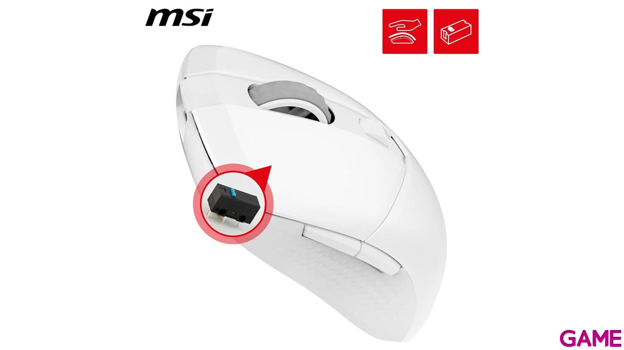 MSI Versa 300 Wireless Bluetooth optico 8000 DPI Blanco - Raton Gaming-6