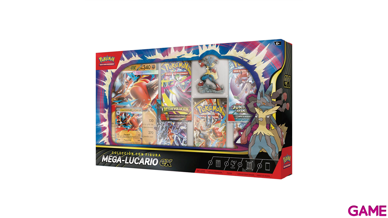 Caja de cartas Pokemon con Figura Mega-Lucario Ex (castellano)-0