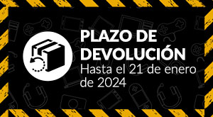 Plazo de Devoluciones - Ampliamos el plazo de devolución hasta el domingo 21 enero de 2024 (incluido) de todas las compras realizadas desde el martes 14 de noviembre de 2023, ya sea en nuestras tiendas o en nuestra web GAME.es. ¡Regala o regálate estas navidades en GAME! en GAME.es