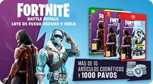 12 de Diciembre - Compra el lote de Fortnite de Fuego oscuro y hielo que incluye más de 10 objetos cosméticos y 1000 pavos. en GAME.es