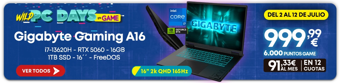 Portátil Gigabyte A16 en GAME.es