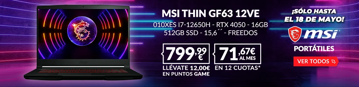Portátiles MSI en GAME.es