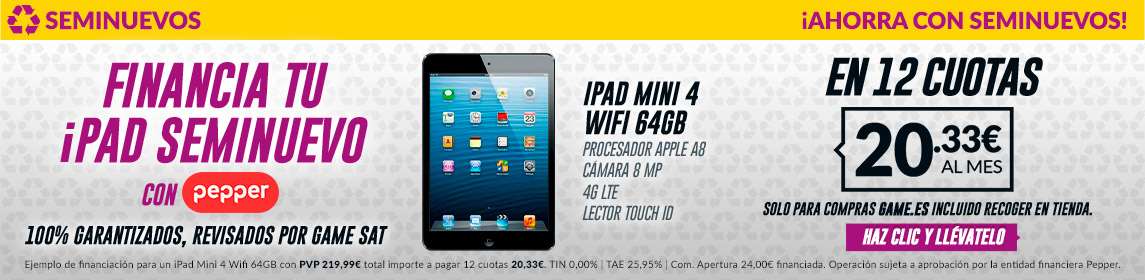 iPad Mini 4 Wifi por 21,83€/mes en GAME.es