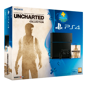 PlayStation 4 (500Gb) + Uncharted Collection + PlayStation Plus 3 Meses