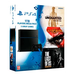 Playstation 4 1Tb + Uncharted Collection + The Last of Us Remastered + God of War III HD