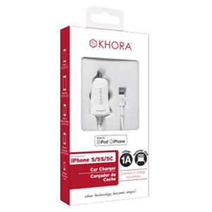 Adaptador Coche Blanco para iPhone 5/6 Khora