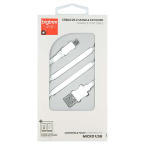 Cable plano de carga + sincro 1m Micro USB Blanco Big Ben