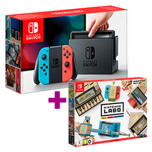 Pack Nintendo Switch Azul Neon Rojo Neon + Nintendo Labo Kit Variado Toy-Con 1