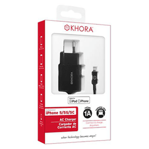 Adaptador Corriente Negro para iPhone 5/6 Khora