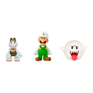 Pack de 3 Figuras 2cms Nintendo:  Fire Luigi, Dry Bones y Boo