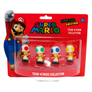 Super Mario Pack 4 Minifiguras Toad Colores