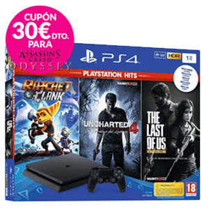 Playstation 4 Slim 1Tb + Ratchet and Clank + The Last of Us + Uncharted 4 Chasis F (REACONDICIONADO) <NO USAR>