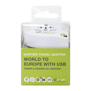 Adaptador Viaje para Europa con USB Q2Power (EXPOSICIÓN)