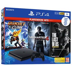 Playstation 4 Slim 1Tb + Ratchet and Clank + The Last of Us + Uncharted 4 Chasis F