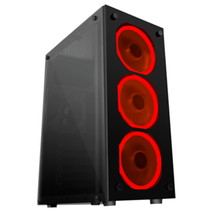 Mars Gaming Mcgred caja de ordenador red cristal templado usb 3.0 pc atx p30 3 ventiladores led rojo
